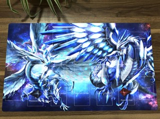 Yugioh Playmat Blue-Eyes Chaos MAX Dragon &amp; White Dragon TCG แผ่นเกมการ์ด CCG