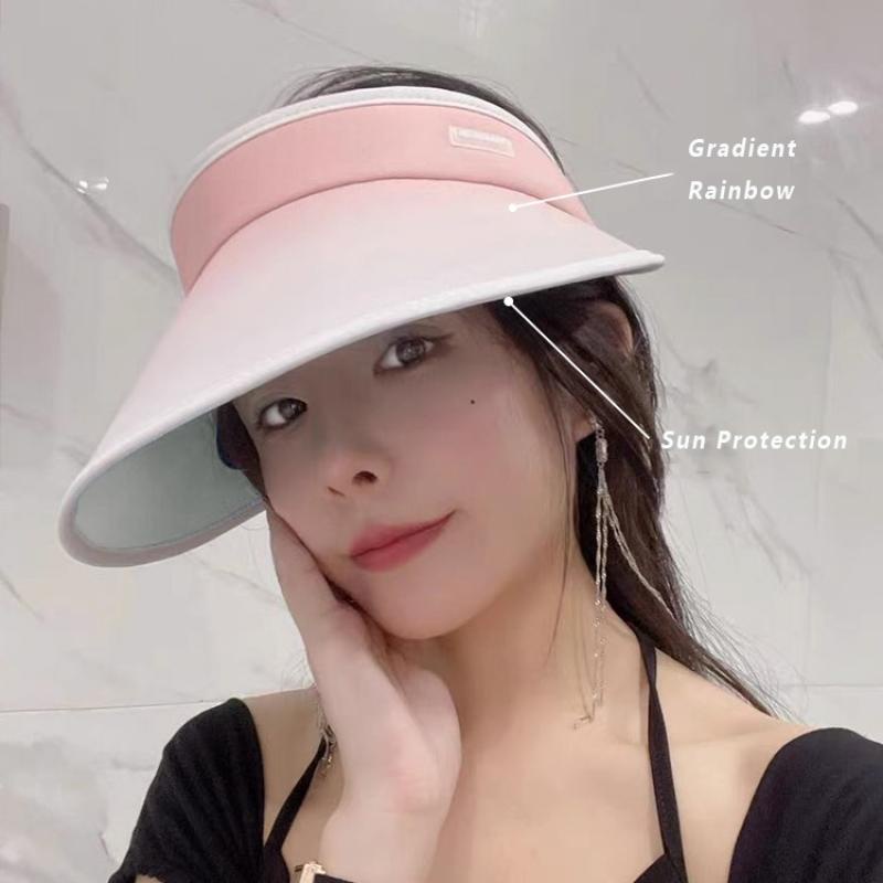 หมวกกันแดด ป้องกันรังสียูวี แบบพับได้ สามารถปรับได้ ไล่โทนสี แฟชั่นฤดูร้อน สําหรับผู้หญิง