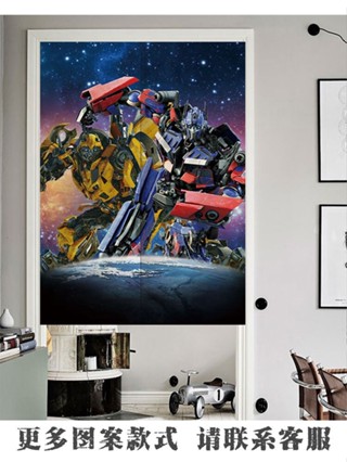 ผ้าม่าน ผ้าฝ้าย ไม่มีรูพรุน ลายอนิเมะ Bumblebee Optimus Prime สําหรับห้องนอน หอพัก