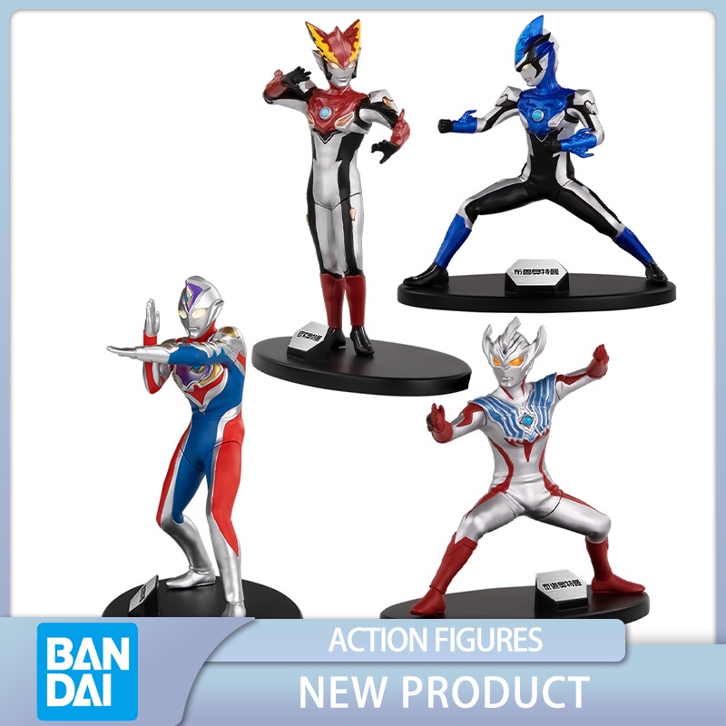 ใหม่เอี่ยมของแท้ Bandai Ultraman Mini Collection Decker Blu Rosso Taiga Action Anime Figures ของเล่นเด็กของขวัญ