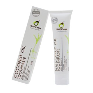 Tropicana Virgin Coconut Oil Toothpaste ทรอปิคานา ยาสีฟันน้ำมันมะพร้าว ลดการสะสมของเชื้อแบคทีเรีย 100g