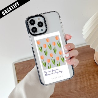 เคสโทรศัพท์มือถือ ซิลิโคนนิ่ม ใส กันกระแทก ลายดอกทิวลิป สําหรับ IPhone 11 14 Pro Max 12 13 Mini X XR XS Max SE 2020 6 7 8 Plus