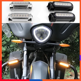 ไฟกันชนเครื่องยนต์ LED 1.3 นิ้ว 30-32 มม. สีดํา สําหรับ Touring Street Glide 1 คู่