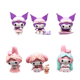 ฟิกเกอร์ Pvc จากคอลเลกชัน Sanrio ล่าสุด ชุดนอนสามตัวละคร ที่รักในชุดนอนที่สะดวกสบาย