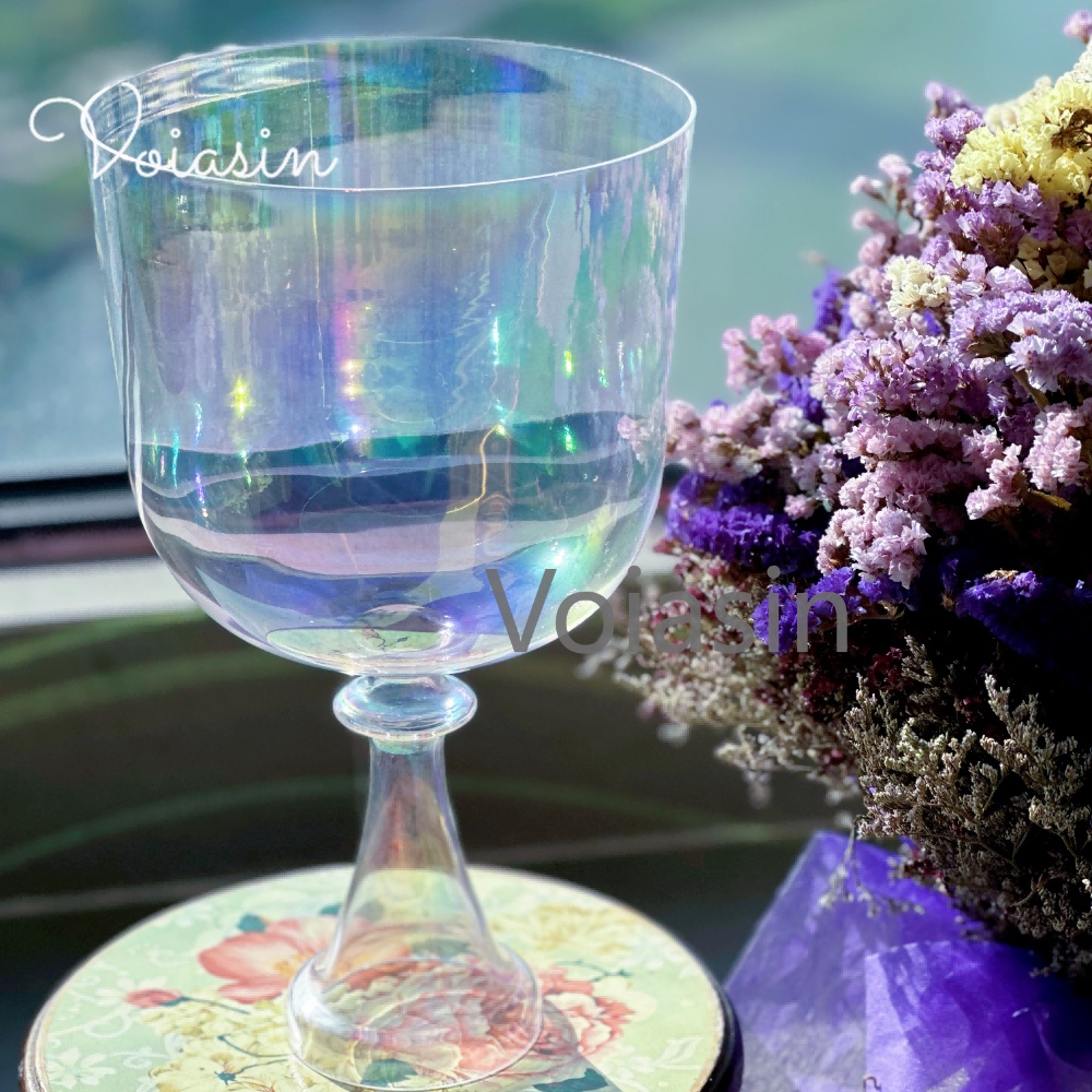 6 ~ 8 นิ้วความโปร่งใสสูงที่มีสีสันร้องเพลงชามรางใหม่จักรใสจักรวาลควอตซ์คริสตัลเสียงรักษาเครื่องดนตรี