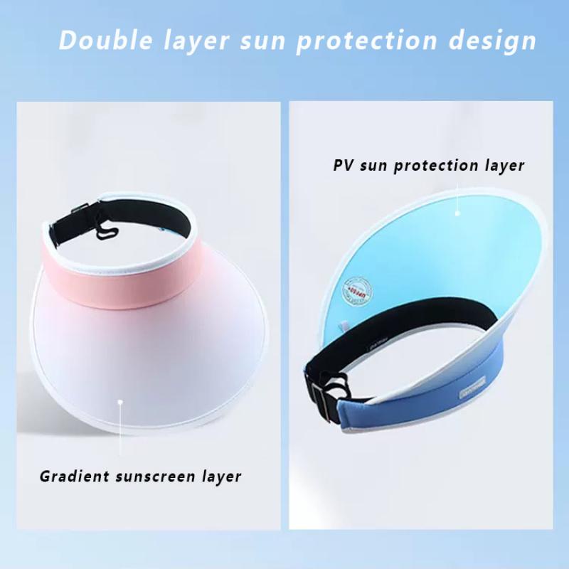 หมวกกันแดด ป้องกันรังสียูวี แบบพับได้ สามารถปรับได้ ไล่โทนสี แฟชั่นฤดูร้อน สําหรับผู้หญิง