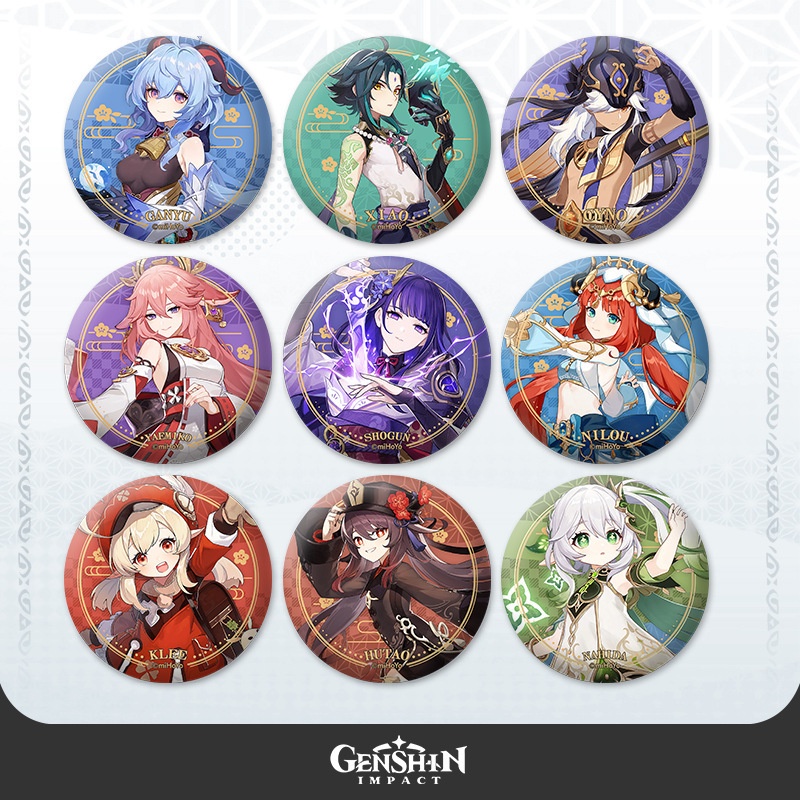 เกม Genshin Impact ตัวอักษรป้าย Hutao Xiao Nahida Baizhu รอบเข็มกลัดเสื้อผ้ากระเป๋า Lapel Pin สะสมของที่ระลึกนุ่มปุ่ม Pin