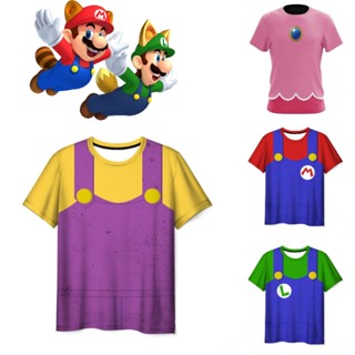 ซุปเปอร์มาริโอ้ บราส เสื้อยืดแขนสั้น คอกลม พิมพ์ลายภาพยนตร์ Luigi 3 มิติ สําหรับผู้ใหญ่