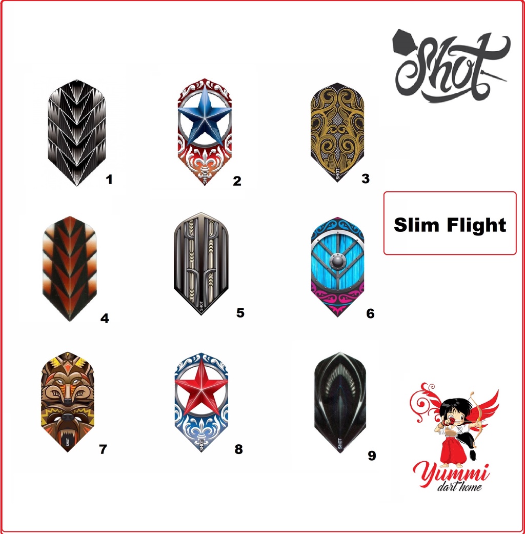 Shot Dart Flight Slim Design (9 การออกแบบ)