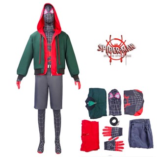 เสื้อกันหนาว มีฮู้ด พิมพ์ลายการ์ตูน Spider man Miles Morales 3 มิติ สําหรับงานคอสเพลย์