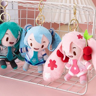 พวงกุญแจ จี้ตุ๊กตาหิมะ Miku ประดับโบว์ ผีเสื้อ สีชมพู