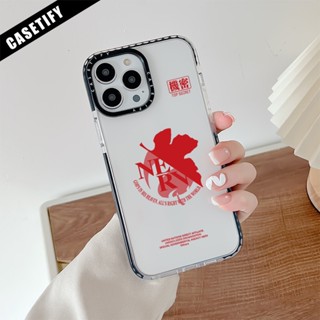 Casetify เคสโทรศัพท์มือถือ ซิลิโคนนุ่ม ใส กันกระแทก ลายข้อความ Neon Genesis Evangelion สําหรับ iPhone 11 14 Pro Max 12 13 Mini X XR XS Max SE 2020 6 7 8 Plus