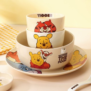 ✨พร้อมส่ง✨ชุดจานชามเซรามิค ลายการ์ตูน Disney Winnie the Pooh ของใช้ในครัวเรือน สําหรับเด็ก ของ น่ารัก pop