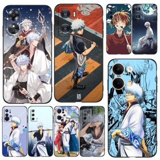 เคสโทรศัพท์มือถือ ซิลิโคนนิ่ม Tpu ลายการ์ตูนอนิเมะ Gintama Sakata Gintoki สีดํา สําหรับ Oppo A15 A15S A76