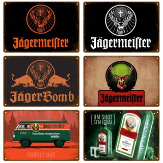 Jagermeifter ป้ายโลหะดีบุก ป้ายสัญลักษณ์ วิสกี้ เบลเยียม เบียร์ โล่ โลหะ ตกแต่งผนัง วินเทจ โปสเตอร์ แผ่นถ้ําผู้ชาย