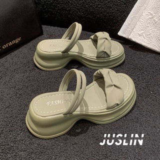 JUSLIN  รองเท้าแตะ รองเท้าแตะผู้หญิง ส้นแบน ใส่สบาย สไตล์เกาหลี รองเท้าแฟชั่น 2023 ใหม่ 071902 สวยงาม Korean Style High quality Unique B28G111 37Z230910