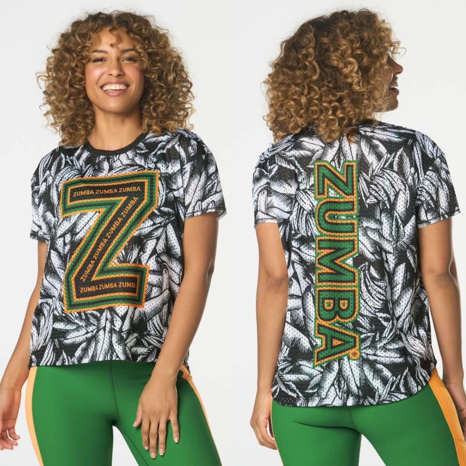 ใหม่มาถึง Zumba ตาข่าย Boxy Crop Top Zumba Fitness Tank Tops Tee Z1T0 0320