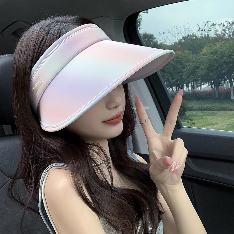 หมวกกันแดด ป้องกันรังสียูวี แบบพับได้ สามารถปรับได้ ไล่โทนสี แฟชั่นฤดูร้อน สําหรับผู้หญิง