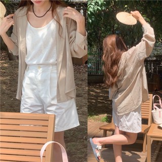 65451 เสื้อเชิ้ตแขนยาว มีฮู้ด ทรงหลวม น้ําหนักเบา