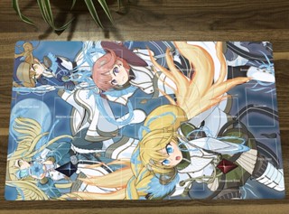 Yugioh Exo Sister TCG CCG Playmat แผ่นรองเมาส์เล่นเกม เทรดดิ้งการ์ด ฟรีกระเป๋า