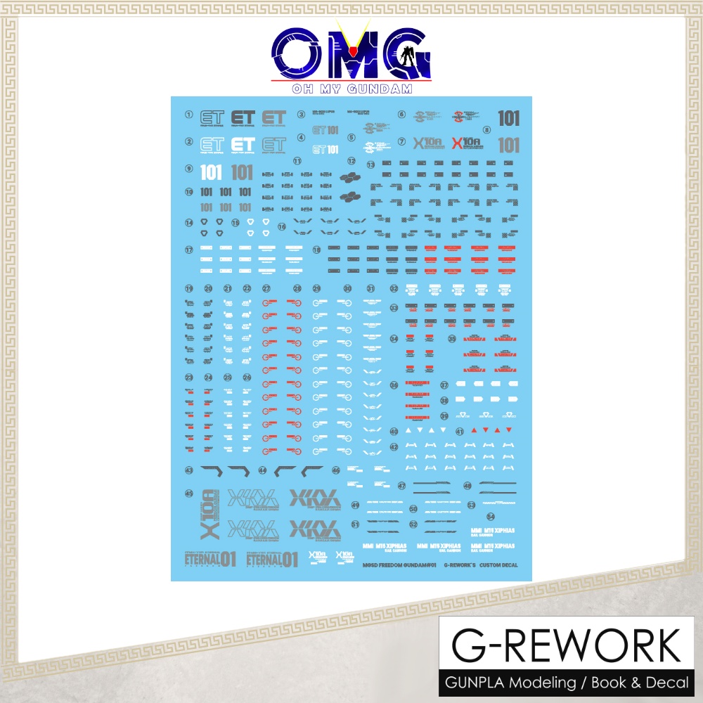 G-Rework MGSD Freedom Gundam Water Decal CD-MS01 MG Freedom SD Freedom Water Decals CD MS01 G Rework