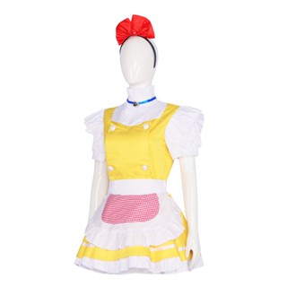เครื่องแต่งกายคอสเพลย์แม่บ้านโลลิต้า สีเหลือง สไตล์โลลิต้า สําหรับนักเรียน