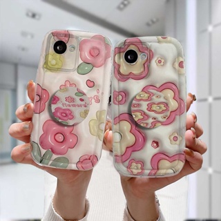 เคสโทรศัพท์มือถือแบบนิ่ม กันกระแทก ลายดอกไม้สวยงาม พร้อมที่ตั้งวาง สําหรับRealme 10 5S 5 5i 9i C17 7i C11 2021 C21Y C30 C30S C33 C31 C35 C15 C21 C25 C20 C3 C12 C2 C25S C1 C25Y C2 C3i 6i C20A  Narzo 20 10 10A 20A 30A 50i 50A Prime A7 A5S with holder