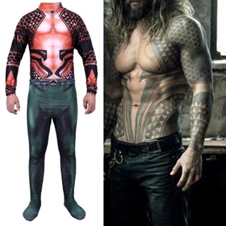 Aquaman ชุดคอสเพลย์ เสื้อยืด ชุดจั๊มสูท เสื้อยืด แขนยาว