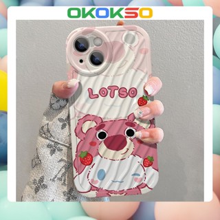 [OKOKSO] เคสโทรศัพท์มือถือนิ่ม กันกระแทก ลายการ์ตูนหมีสตรอเบอร์รี่ สําหรับ OPPO Reno9 Reno8 Reno7pro reno6 7z 8T 5 R17 A53 A9 2020 F11 A31 A3S A78 A77