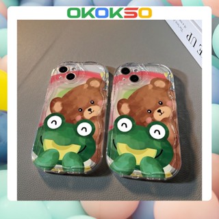 เคสโทรศัพท์มือถือนิ่ม ขอบโค้ง กันกระแทก ลายการ์ตูนกบ หมี สําหรับ OPPO Reno9 Reno8 Reno7pro reno6 7z 8T 5 R17 A53 A9 2020 4Z 5G F11 A31 A3S A78 A77