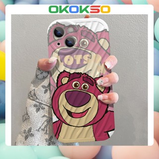 [OKOKSO] เคสโทรศัพท์มือถือนิ่ม กันกระแทก ลายการ์ตูนหมีสตรอเบอร์รี่หน้ายิ้ม สําหรับ OPPO Reno9 Reno8 Reno7pro reno6 7z 8T 5 R17 A53 A9 2020 F11 A31 A3S A78 A77