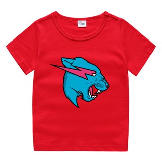 Mr Beast Lightning Cat เสื้อแจ็กเก็ต แขนสั้น แฟชั่นฤดูร้อน สําหรับเด็ก