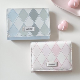กระเป๋าสตางค์ หนัง Pu น่ารัก สีฟ้า และสีชมพู ทนทาน ปลอดภัย สําหรับใส่เงิน และบัตร
