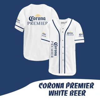 Corona Premier white beer - Jersey เสื้อเบสบอล - เสื้อกีฬาแฟชั่น - เสื้อยืดเบสบอล - สําหรับผู้ชาย ผู้หญิง unisex