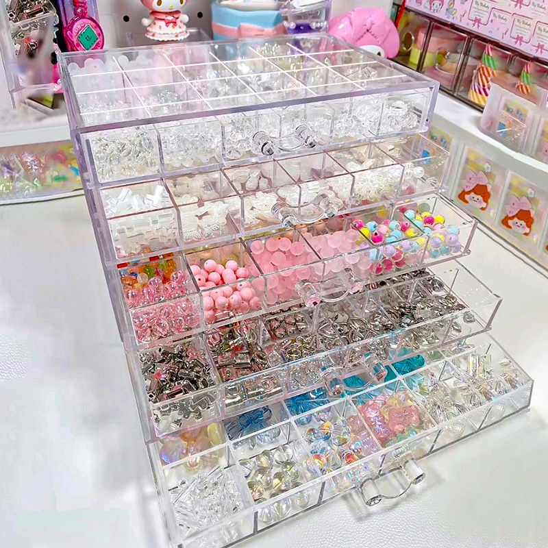 ขายร้อนใน กล่องเก็บลูกปัดจำนวนมากลูกปัดแบ่งเครื่องประดับทำกล่องอะคริลิทำด้วยมืออุปกรณ์ DIY ลิ้นชักชัดเจน