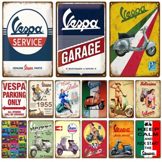 โปสเตอร์โลหะดีบุก ลาย Vespa สไตล์วินเทจ เรโทร สําหรับตกแต่งผนังบ้าน ร้านอาหาร