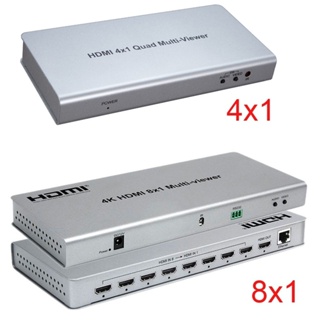 4k HDMI 8x1 Quad สวิตช์แบ่งวิดีโอ 8 In 1 4x1 หลายหน้าจอ