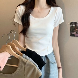 62456 เสื้อยืดคอกลม แขนสั้น สีขาว สําหรับผู้หญิง