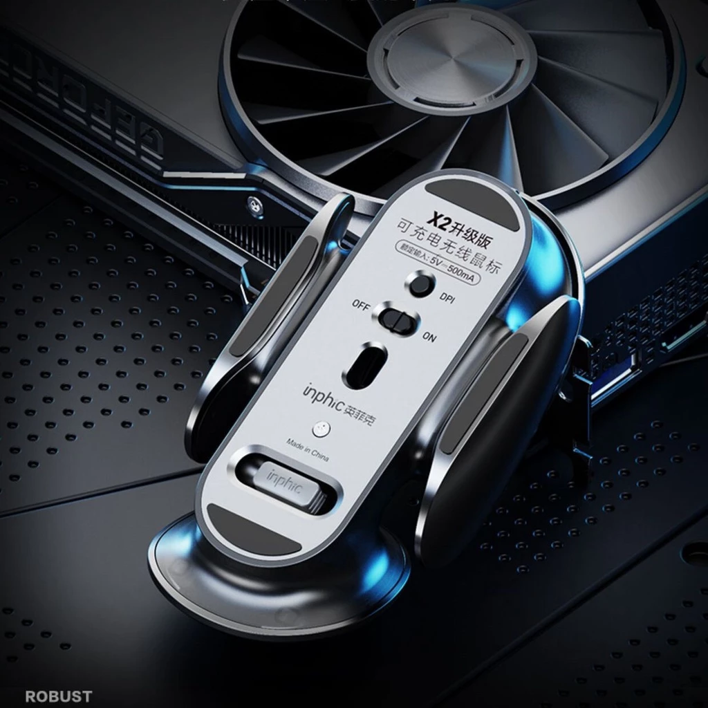 เมาส์ไร้สาย Inphic X2 สามโหมด 2.4G/BT 4.0/BT 5.0 อลูมิเนียมชาร์จไฟได้ thumbnail 10