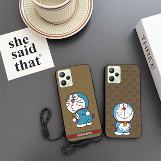 เคสโทรศัพท์มือถือ กันกระแทก ลายการ์ตูนโดราเอมอนน่ารัก พร้อมสายคล้อง สําหรับ OPPO Realme C35 Narzo 50A Prime 4G