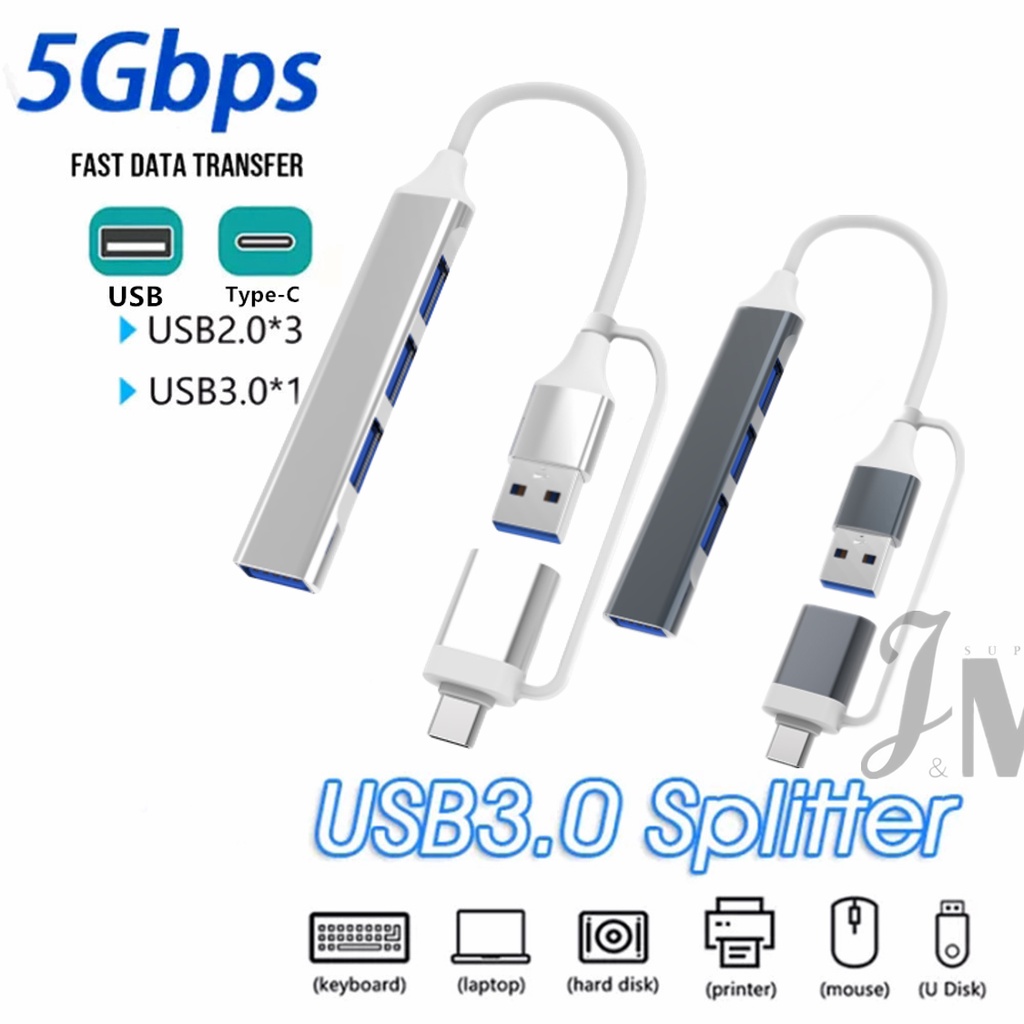 อะแดปเตอร์ฮับ USB Type C 3.0 4 พอร์ต ความเร็วสูง สําหรับแล็ปท็อป คอมพิวเตอร์ Android
