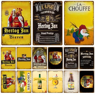 La Chouffe ป้ายโลหะดีบุก ลาย Hertog Jan สไตล์วินเทจ สําหรับตกแต่งผนังบ้าน