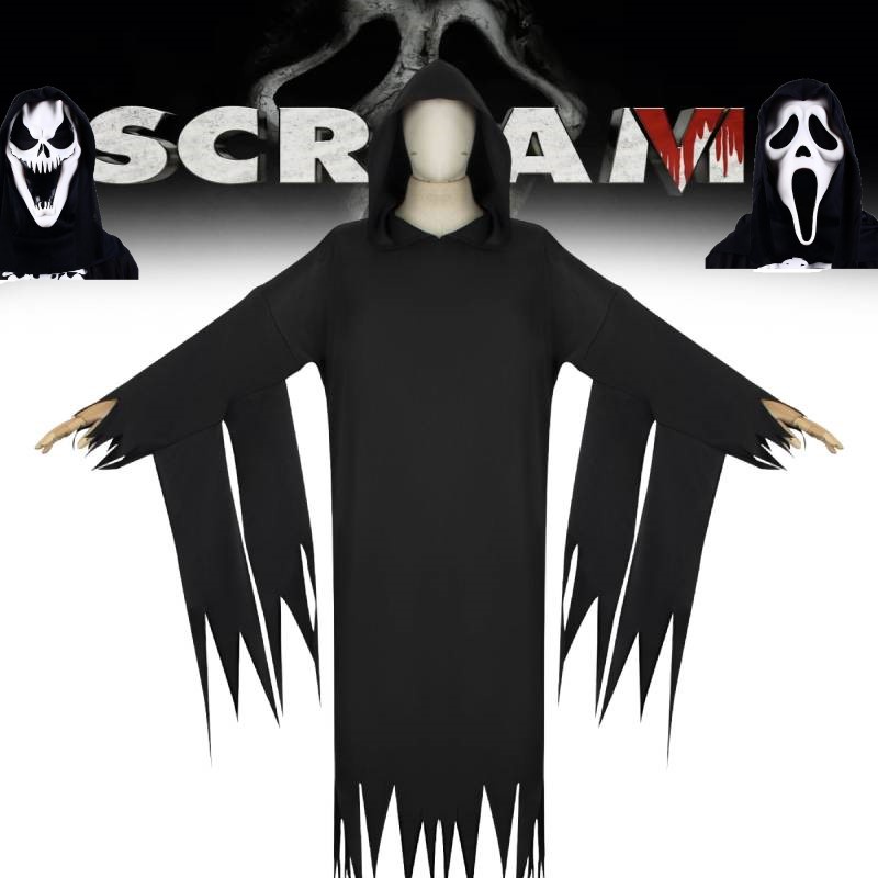 ชุดคอสเพลย์ Scream VI Grimace Killer สีดํา สําหรับปาร์ตี้ฮาโลวีน