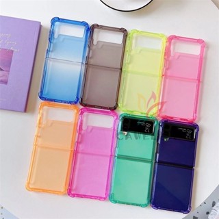 เคสซิลิโคนใส แบบนิ่ม สีนีออน กันกระแทก สําหรับ Samsung Galalxy Z Flip 3 Z Flip 4 5G