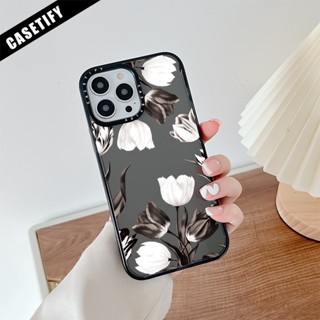 Casetify เคสโทรศัพท์มือถือ ซิลิโคนนิ่ม ใส กันกระแทก ลายดอกทิวลิป สําหรับ iPhone 11 14 Pro Max 12 13 Mini X XR XS Max SE 2020 6 7 8 Plus