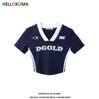 HELLO KOMA สไตล์อเมริกันเบลล่าลมร้อนพิมพ์เสื้อยืดแขนสั้นผู้ห