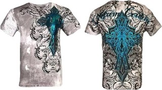 เสื้อยืด พิมพ์ลาย Xtreme Couture by Affliction Bastille Mass สําหรับผู้ชาย