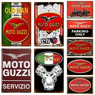 โปสเตอร์โลหะดีบุก ลาย Moto Guzzi สไตล์วินเทจ สําหรับตกแต่งผนังบ้าน ร้านอาหาร