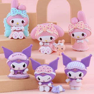 โมเดลฟิกเกอร์ PVC รูปการ์ตูน Sanrio Melody Kuromi Pajama สําหรับตกแต่ง