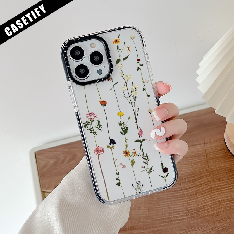 Casetify Insดอกไม้ปลอกซิลิโคนอ่อนนุ่มสําหรับiPhone 11 14 Pro Max 12 13 Mini Case Clear Cover X XR XS